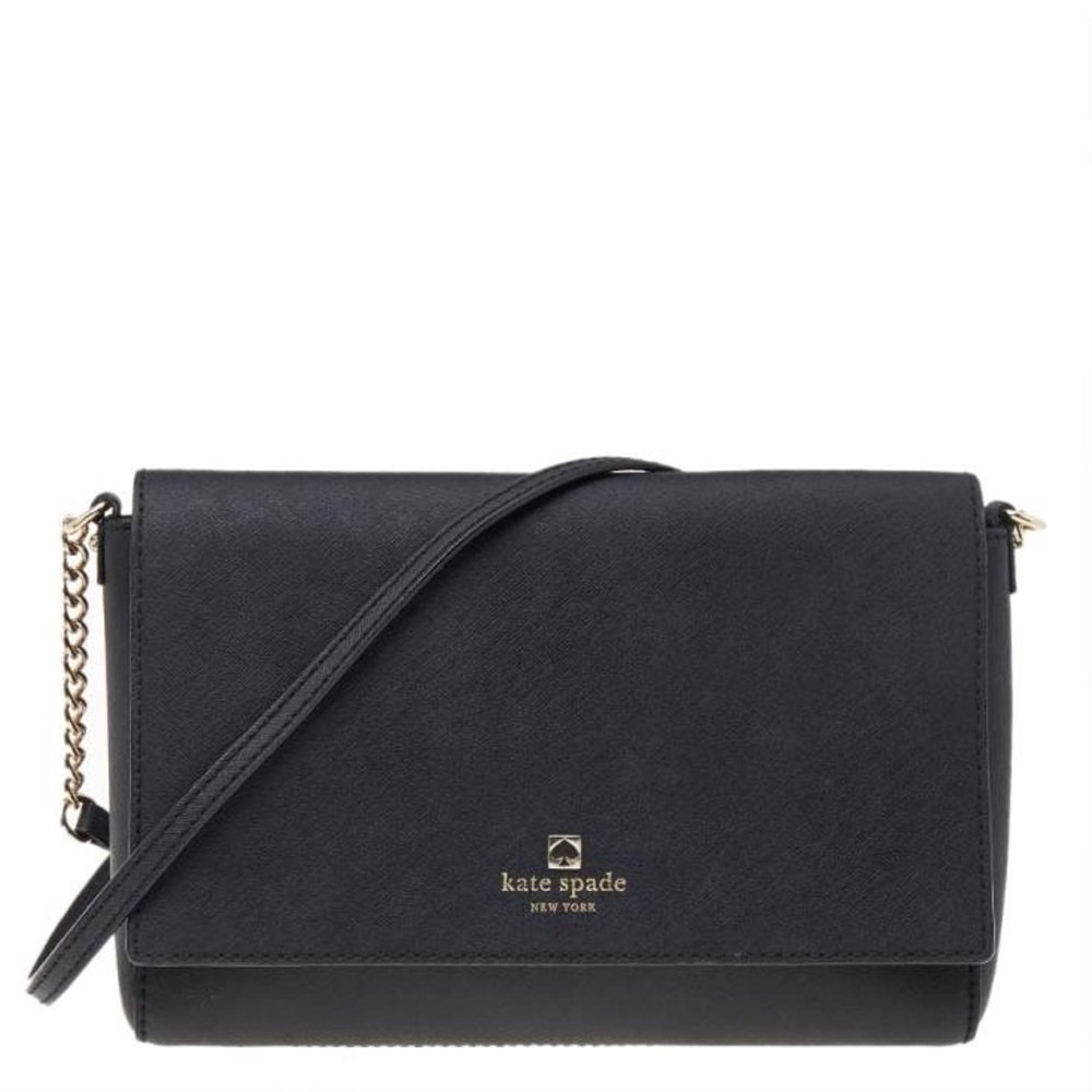 Kate Spade Black Leather Flap Crossbody Bag - Picture 1 of 5